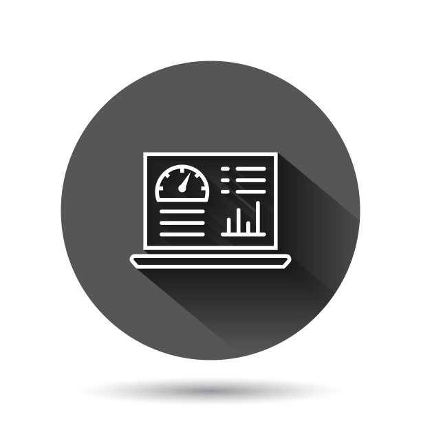 仪表盘图标在扁平化风格的金融分析仪上图片下载