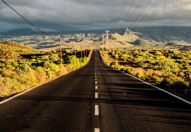 沙漠中的孤独之路图片下载