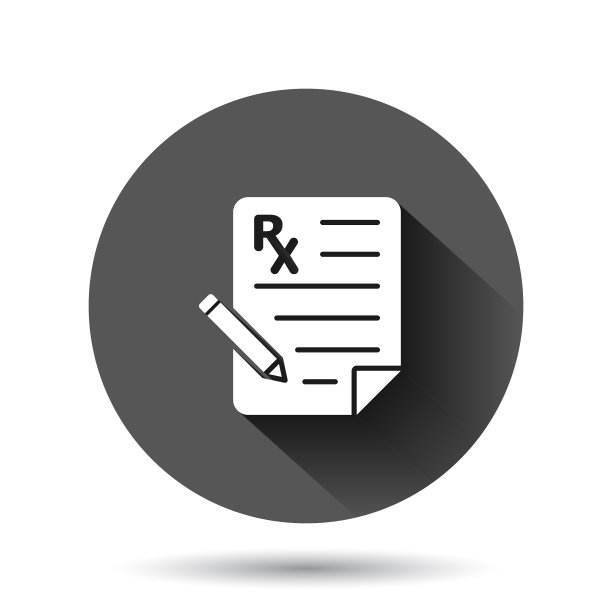 处方图标在平面风格的rx文档上图片下载