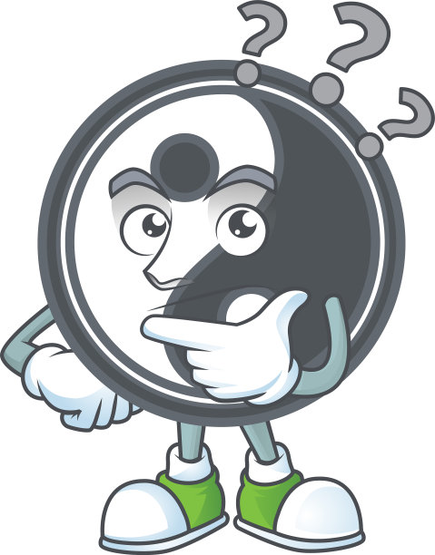 阴阳卡通吉祥物风格与混淆手势图片下载