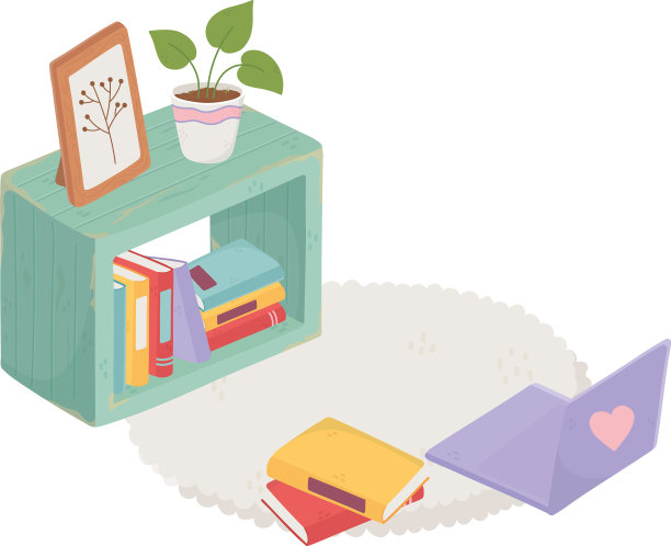 温馨的家，木制家具，画框，书籍，笔记本电脑图片下载