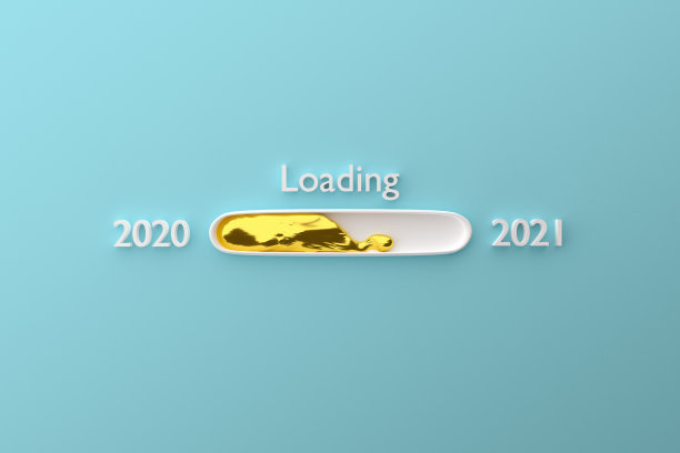 圣诞2021加载液体黄金蓝色背景，3d渲染图片下载