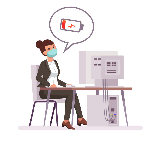 疲惫的女办公室职员戴着面具图片下载