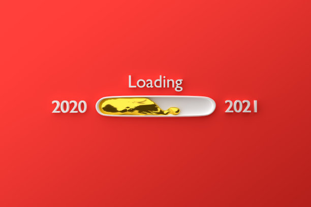 在红色背景上加载液体黄金，3d渲染2021年圣诞节图片下载