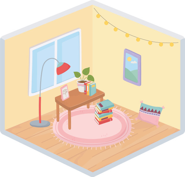 温馨家的桌子，落地灯，书垫窗图片下载