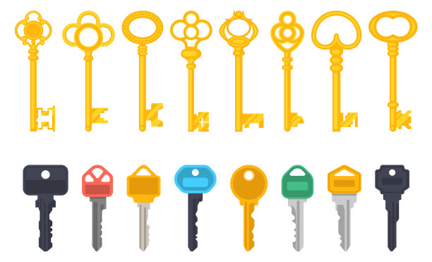 复古古色古香和现代按键平面简单图标图片下载