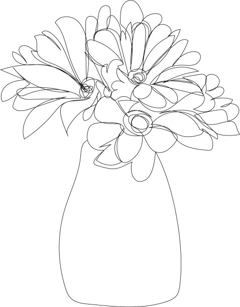 花瓶画上一行花图片下载