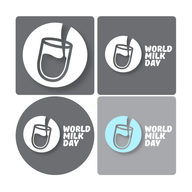 世界牛奶日轮廓风格图标集或图片下载