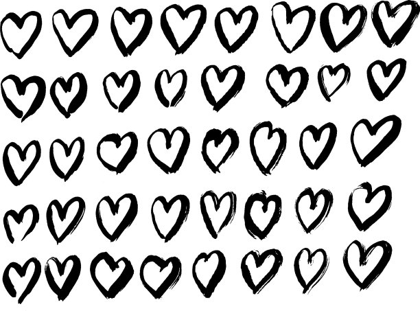 黑色心形垃圾笔刷集手绘图片下载