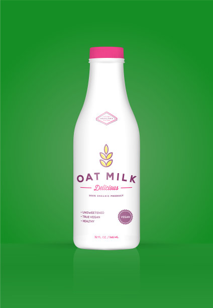 燕麦牛奶燕麦瓶彩色背景图片下载