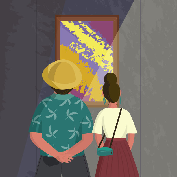 男男女女欣赏现代抽象艺术图片下载