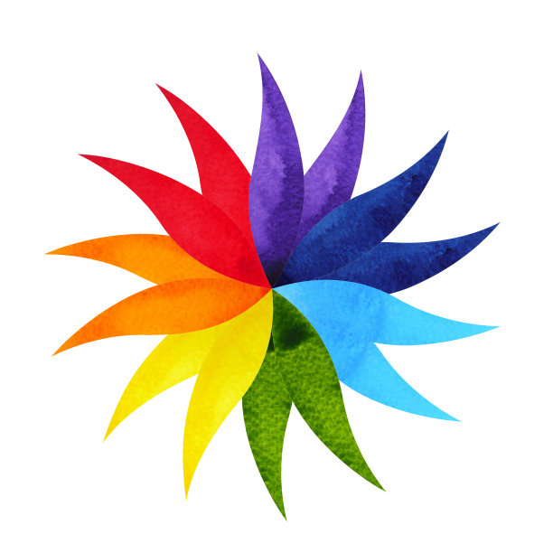 色彩脉轮曼荼罗符号概念，水彩画图标，插画设计符号手绘图片下载