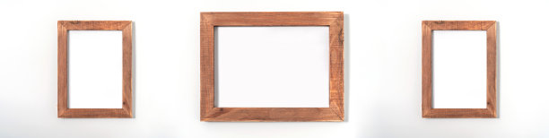 木框或相框孤立在白色背景上。带有剪切路径的对象图片下载