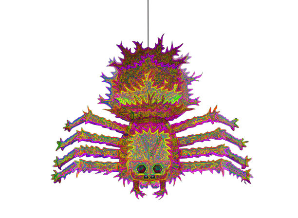 不同寻常的明亮多色毒蜘蛛孤立在白色，3d渲染图片下载