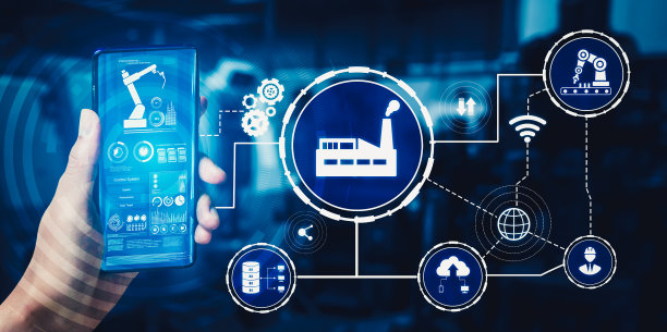 工业4.0技术概念——第四次工业革命的智能工厂图片下载