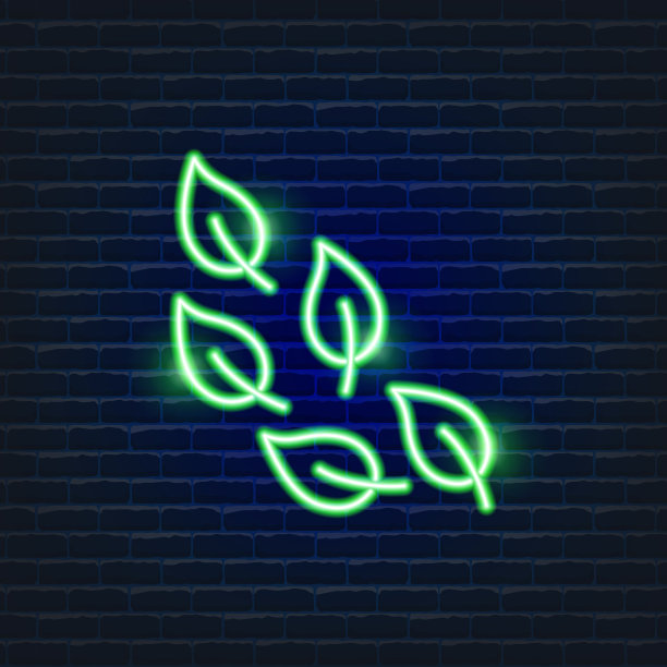叶氖图标。生态向量时髦的彩色符号。环保的概念。发光的插图设计。图片下载