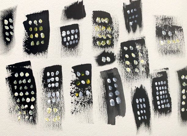 城市建筑丙烯画图片下载