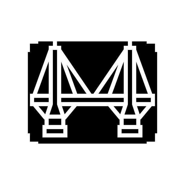 桥梁建模字形图标矢量插图图片下载