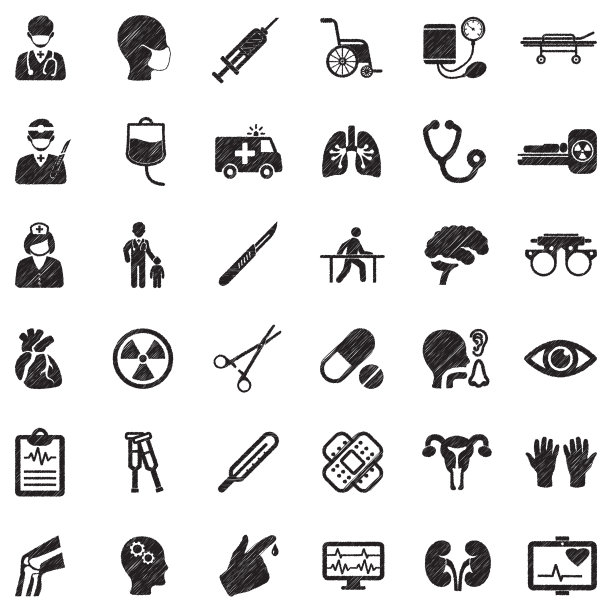 医院的图标。黑色涂鸦设计。矢量插图。图片下载