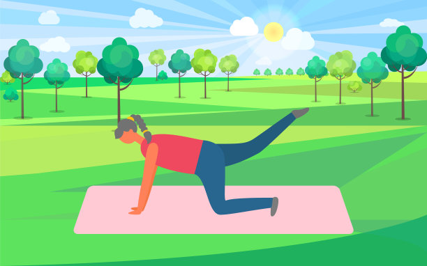健身：女子在垫子上做平板支撑和后踢图片下载