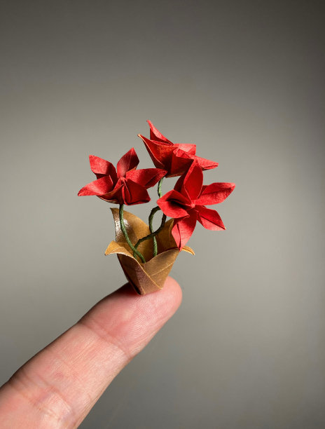 折纸盆花红色图片下载