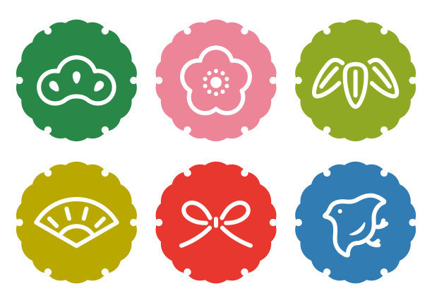 季节材质:雪环图案和6种幸运符图案套装图片下载