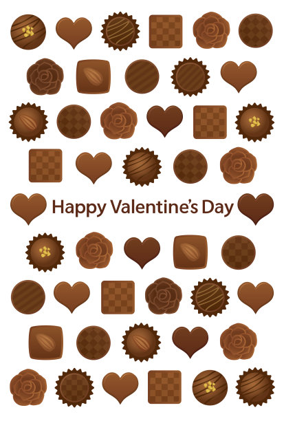 有各种巧克力的情人节卡片。图片下载