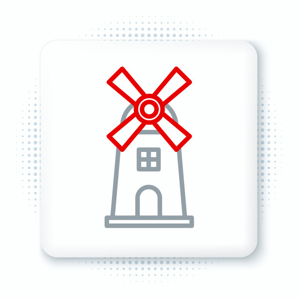 线风车图标孤立在白色背景图片下载