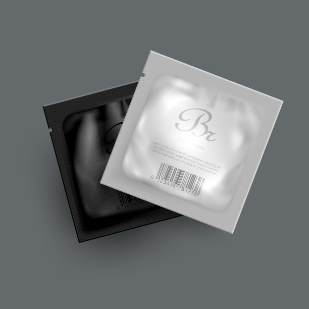 白色和黑色空白铝箔方形化妆品包装图片下载