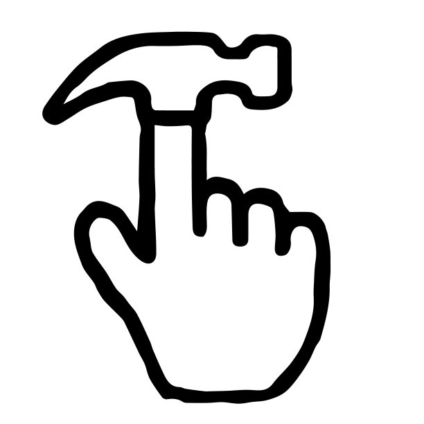 手光标015(锤子):涂鸦图标:手绘矢量图标，像木版印刷图片下载