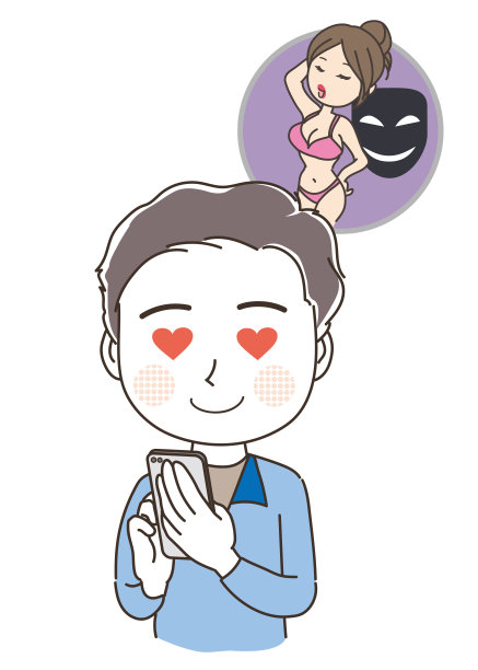 网络约会骗局-男子操作手机图片下载