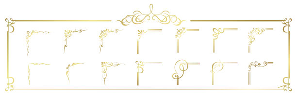 装饰金框架集向量图片下载