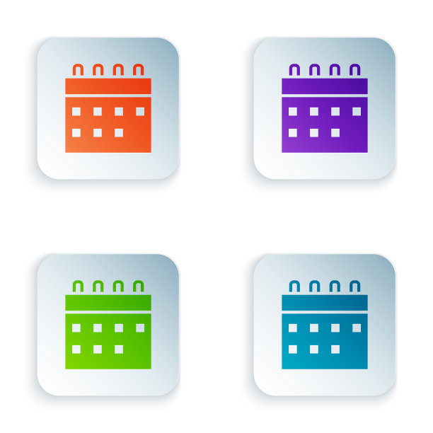 彩色日历图标孤立在白色背景图片下载