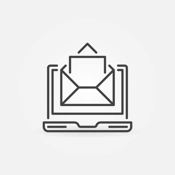 带有信封线性图标的笔记本电脑：电子邮件图片下载