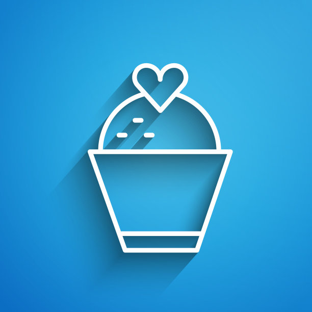 白色线婚礼蛋糕与心的图标隔离图片下载