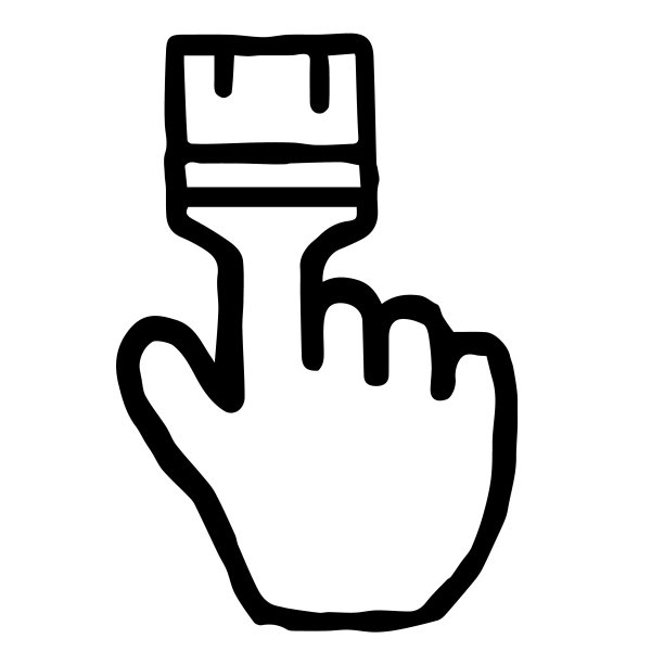 手光标024(刷子2):涂鸦图标:手绘矢量图标，像木版印刷图片下载