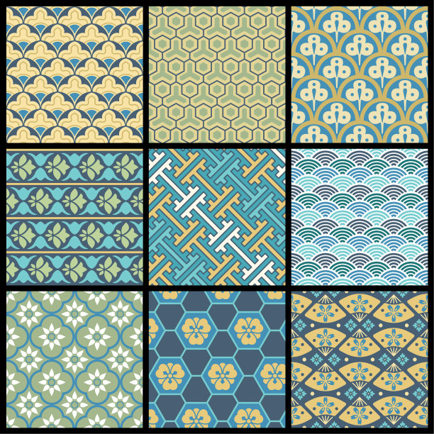 选择九种东方复古图案图片下载