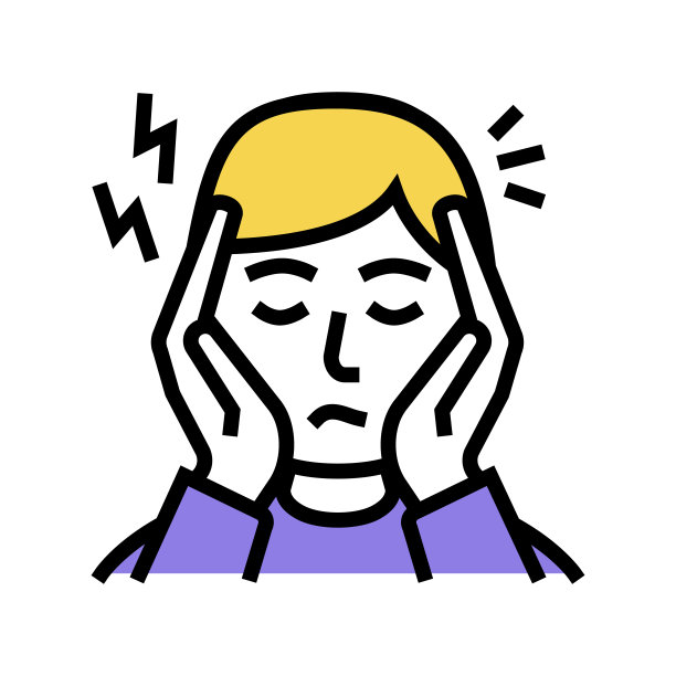 抑郁、神经障碍彩色图标矢量插图图片下载