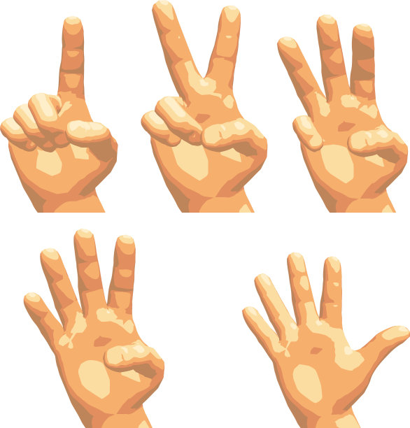真实的人类手势设置在五个声调图片下载