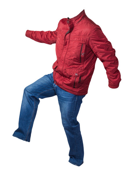 男人的夹克和牛仔裤孤立在白色背景。图片下载