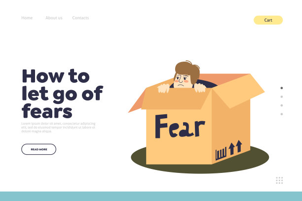 害怕躲在纸箱里的男人的落地页概念图片下载