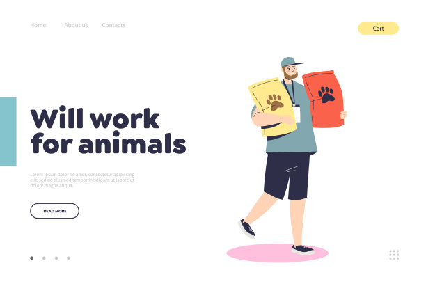 帮助动物登陆页面的人捐赠袋宠物食品给动物收容所图片下载