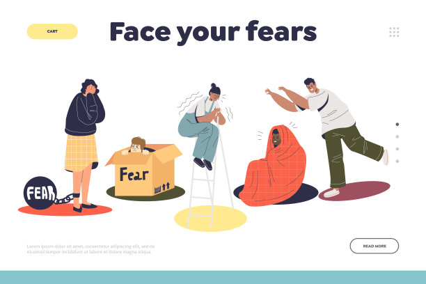 面对你的恐惧的概念，登陆页面的一群人害怕和害怕图片下载