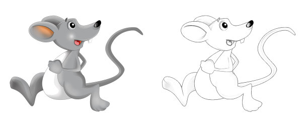 卡通场景与欢快的农场农场老鼠与素描插图图片下载