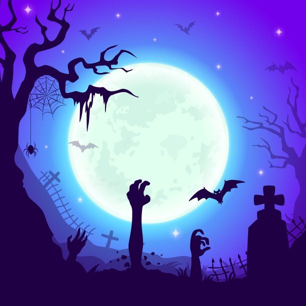 夜墓地僵尸手，万圣节之夜图片下载