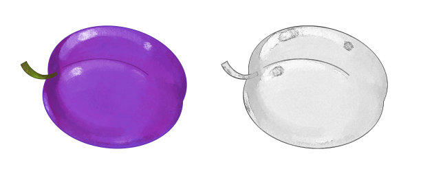 卡通水果李子在白色的背景-插图图片下载