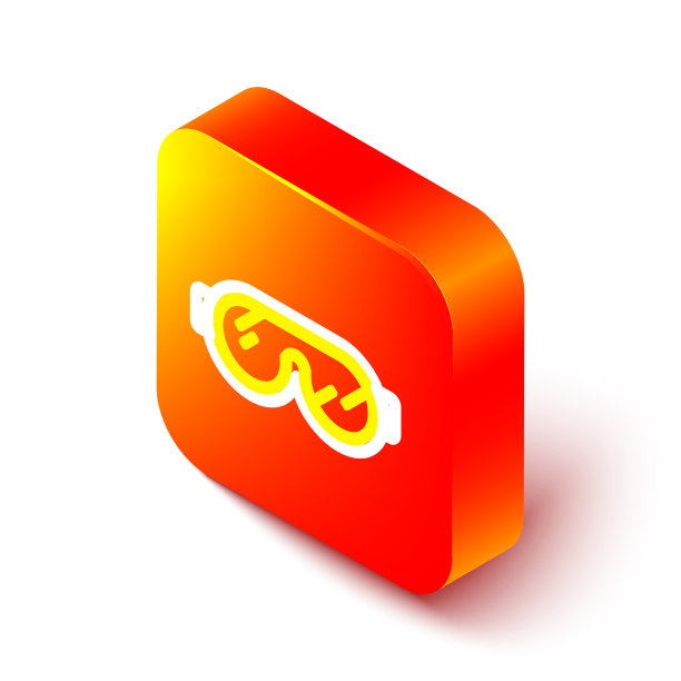 等距线滑雪镜图标孤立在白色图片下载