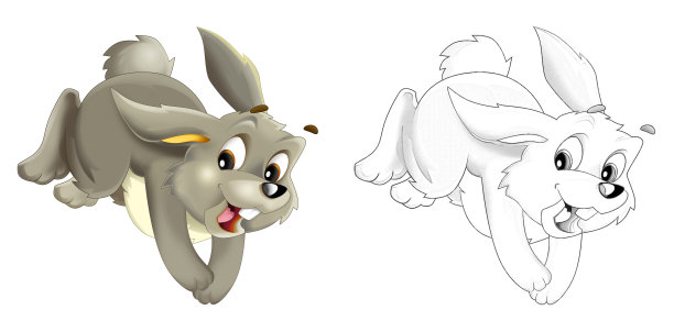 卡通场景与欢快的农场农场老鼠与素描插图图片下载