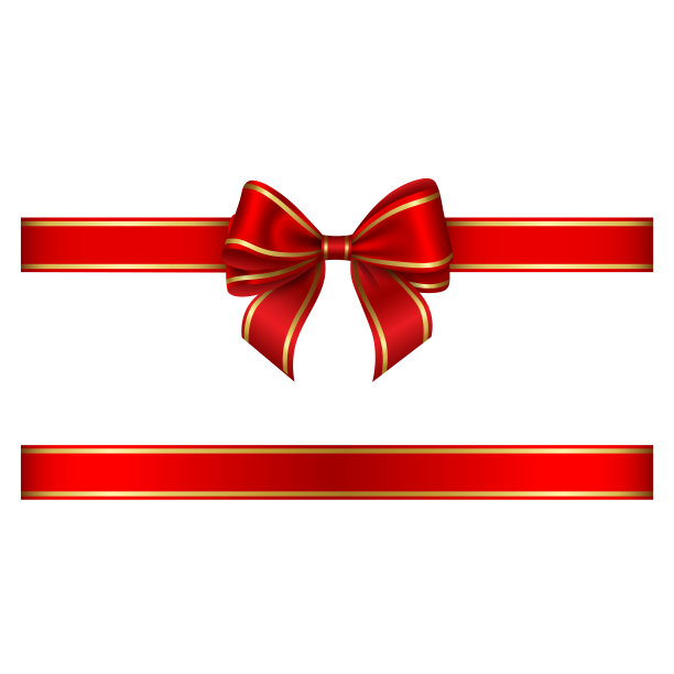 红丝带和金边蝴蝶结图片下载