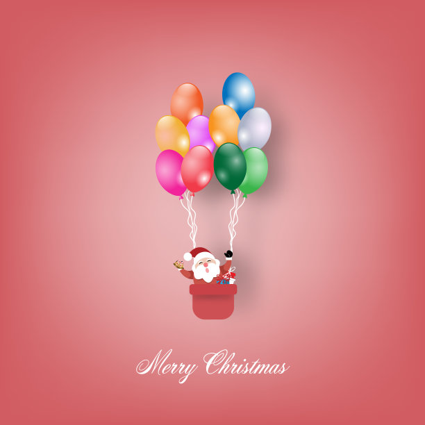 圣诞节在气球上与礼物。贺卡。矢量插图。图片下载